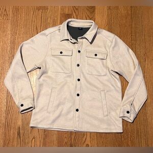GEORGE Men's Cream‎ Snap Button Heavy Cream Shacket Sweater Jacket Sz M Vintage